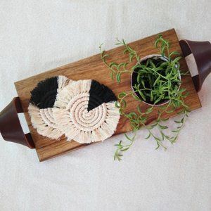 black and white macrame coasters, coffee table decor, comes in sets of 2